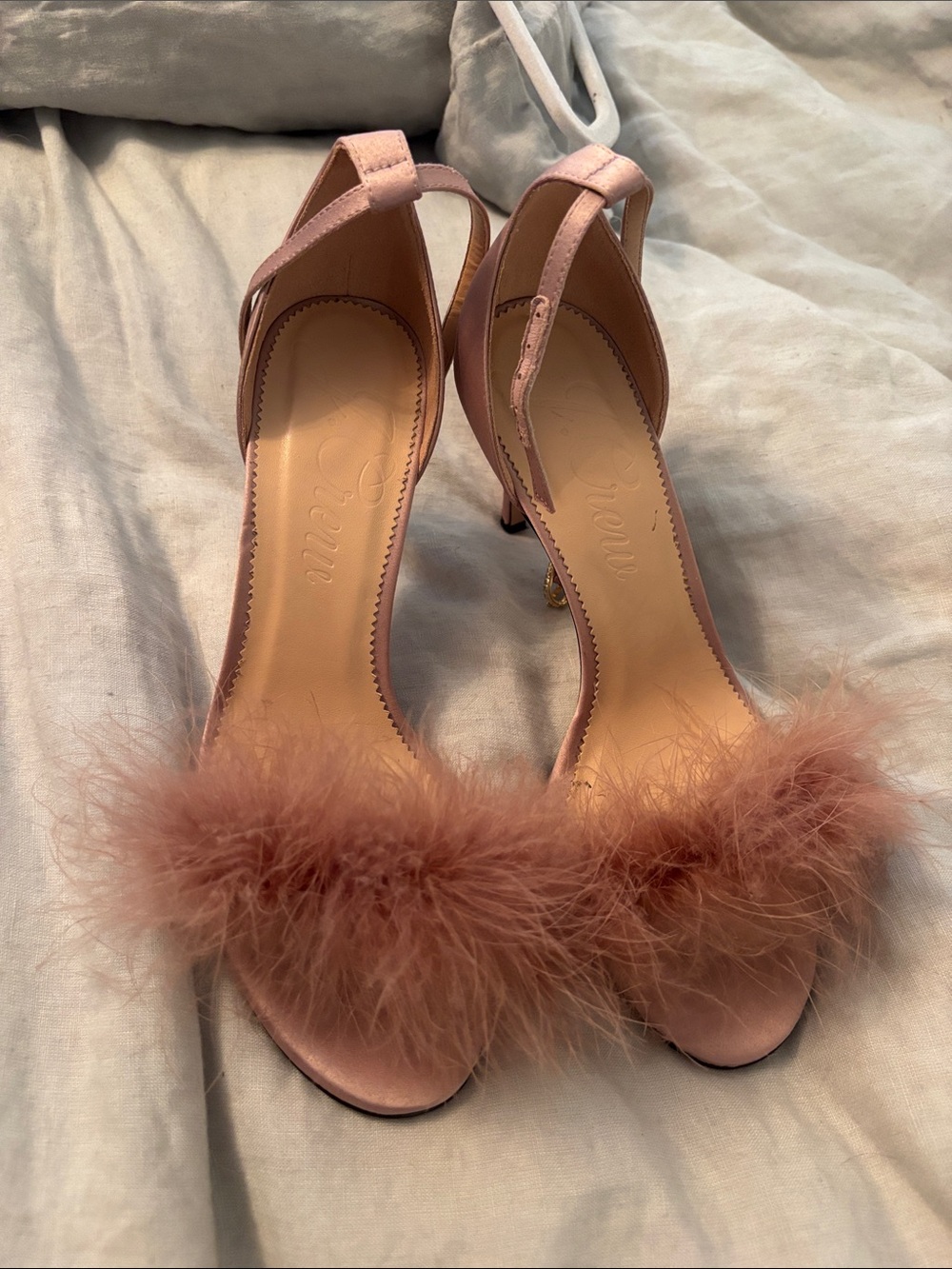 Pink Feather Trim Women's Dress Sandals